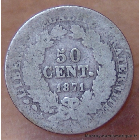 50 Centimes Cérès 1871 A Paris. 