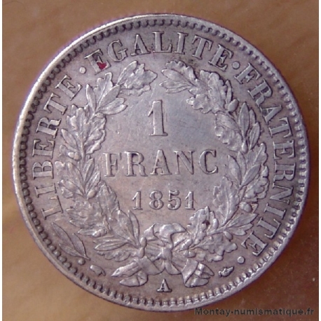 1 Franc Cérès 1851 A Paris 