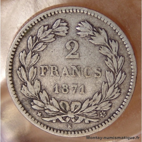2 Francs Cérès sans légende 1871 K étoile Bordeaux 