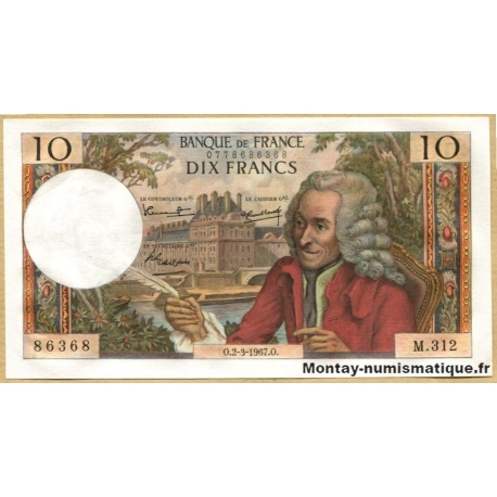 10 Francs Voltaire 2-3-1967 M.312 n° RADAR