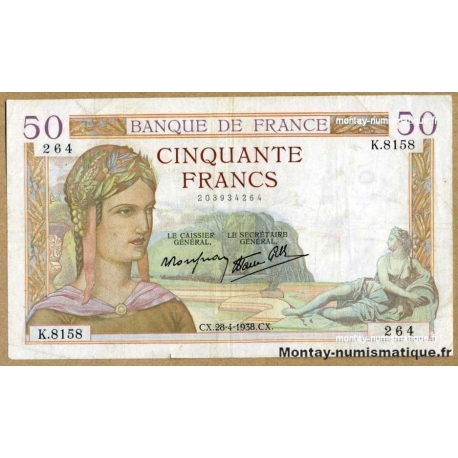50 Francs Cérès 28-4-1938 K.8158
