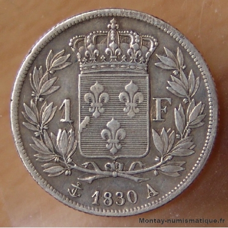 1 Franc Charles X 1830 A  4 feuilles tranche cannelée