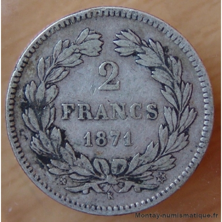2 Francs Cérès sans légende 1871 K étoile