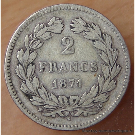 2 Francs Cérès sans légende 1871 K étoile