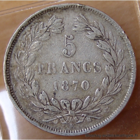 5 Francs Cérès sans légende 1870 K étoile 4h00
