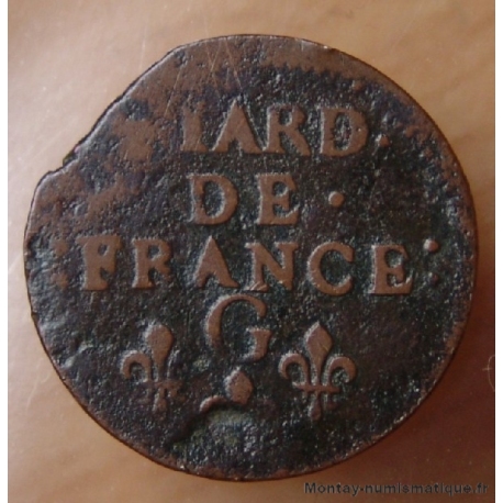 Louis XIV Liard de France 1657 G Lusignan