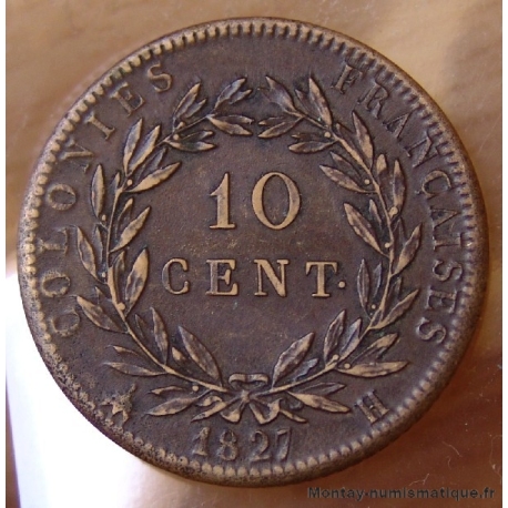 10 Centimes Charles X 1827 H La Rochelle   
