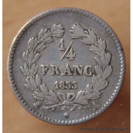 1/4 de Franc Louis Philippe 1833 A Paris