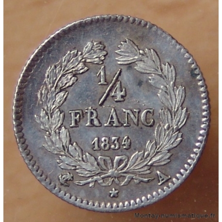 1/4 de Franc Louis Philippe 1834 A Paris