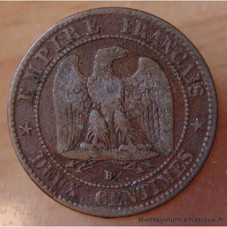 Deux centimes Napoléon III 1855 B Rouen Ancre