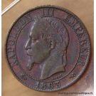 5 Centimes Napoléon III 1863 K Bordeaux, tête laurée