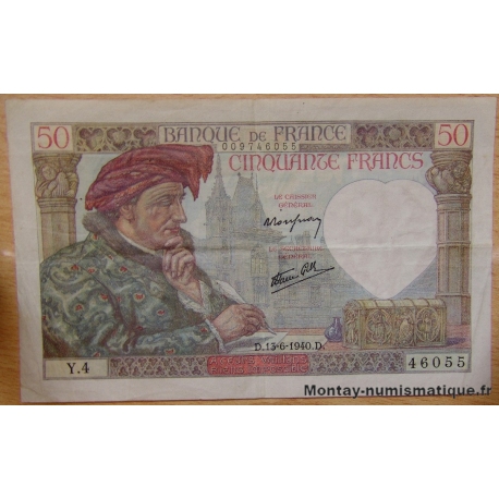 50 Francs Jacques Cœur 13-6-1940  Y.4