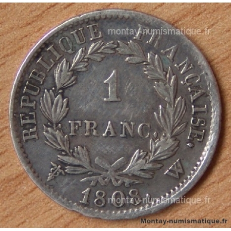 1 Franc Napoleon I République 1808 W Lille