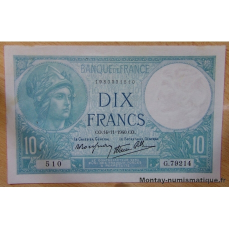 10 Francs Minerve 14-11-1940 