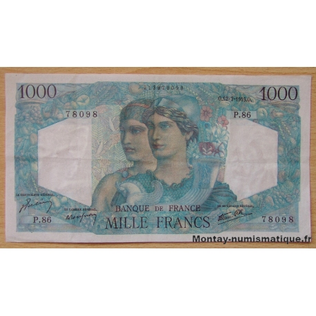 1000 Francs Minerve et Hercule 12-7-1945 