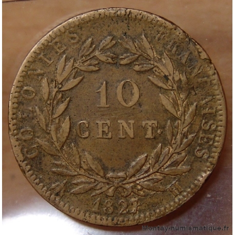 10 Centimes 1827 H Charles X Colonies Générales 