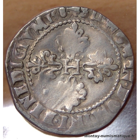 Henri III Demi Franc Col plat 1587 F Angers