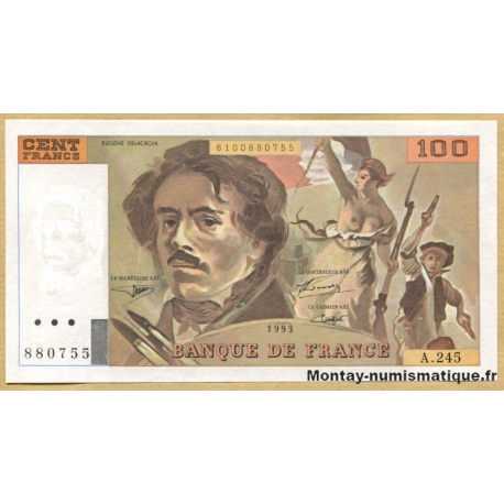 100 Francs Delacroix UNIFACE  1993 A.245 n° 880755