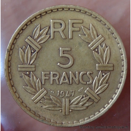 5 Francs Lavrillier bronze alu  1947