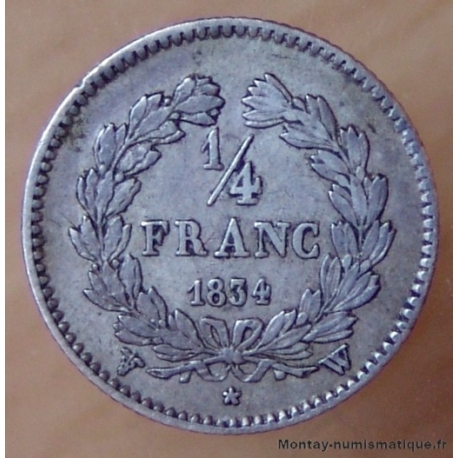1/4 de Franc Louis Philippe 1834 W Lille