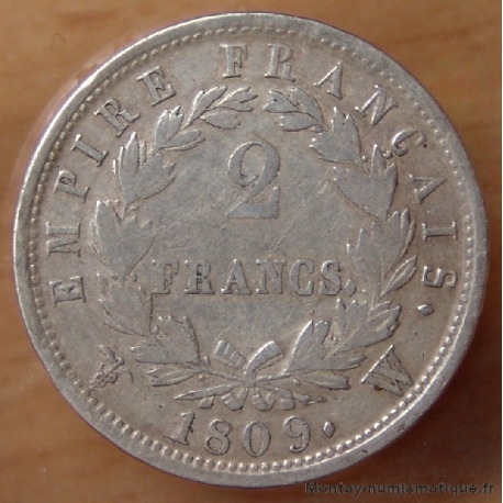 2 Francs Napoléon I 1809 W Lille