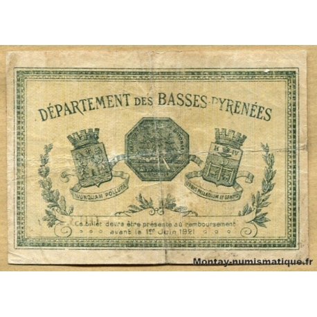 Bayonne (64) 1 Franc 22 mai 1916 Chambre de Commerce