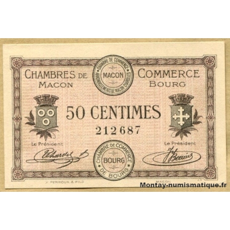  Saône et Loire 71,  Ain 01- 50 Centimes 1915