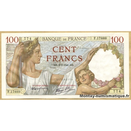 100 Francs Sully 9-1-1941  n° F.17888 