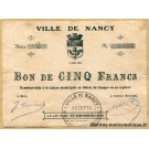 Nancy (54) Bon de 5 Francs 2 Août 1914   Meurthe-et-Moselle (54)
