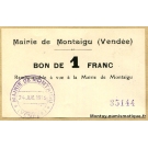 Montaigu (85) Bon de 1 Franc 24 -07-1915   Vendée