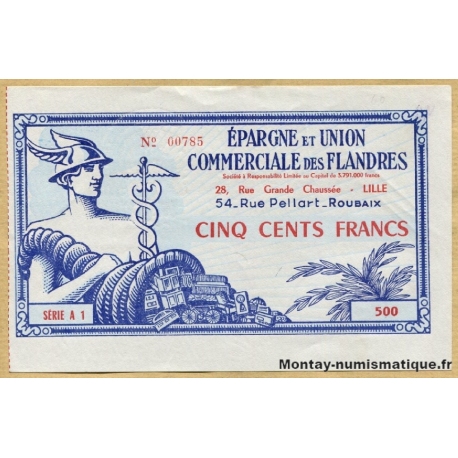 Lille (59) - 500 Francs Union commerciale des Flandres (1955-1961)