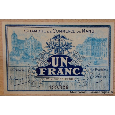 Le Mans (72) 1 franc 1922 Chambre de Commerce