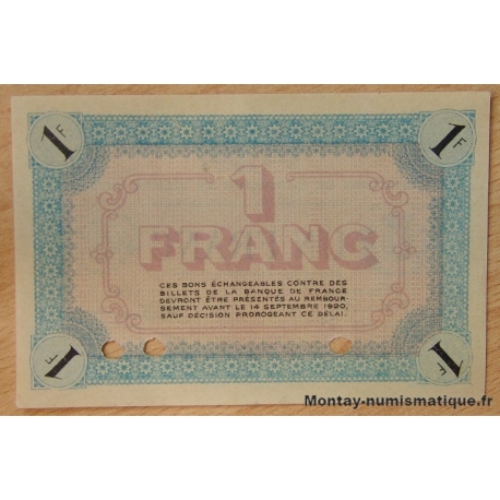 Vienne (38) 1 Franc 14-09-1915 Spécimen à trois perforations 