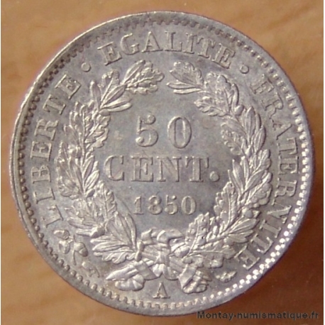 50 centimes Cérès 1850 A Paris