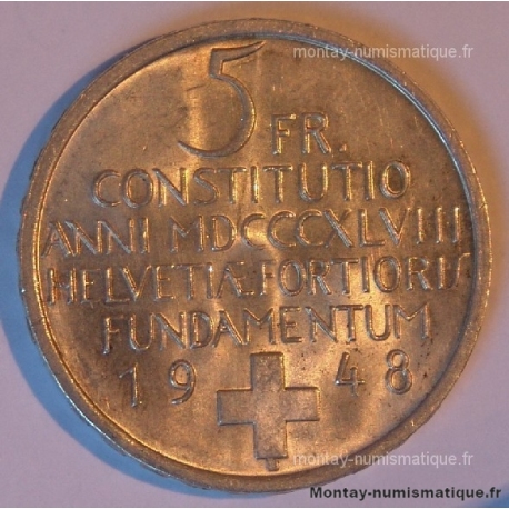 Suisse 5 Francs 1948 Centenaire de la Constitution