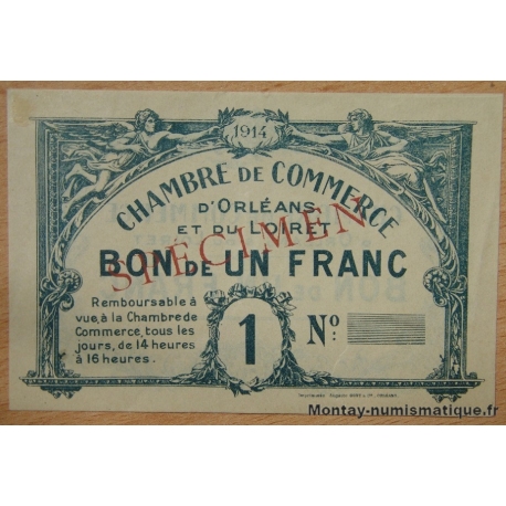 Orléans et Loiret  (45) 1 Franc 1914 SPECIMEN