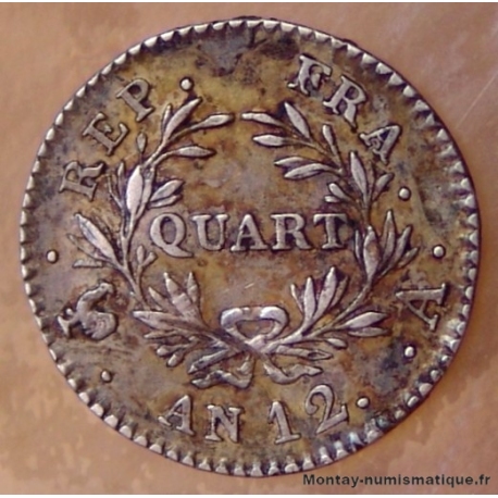 Quart franc AN 12 A Paris, Bonaparte Premier Consul  