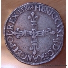 Henri III Quart Ecu croix de face 1588 Rennes