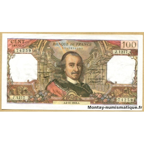 100 Francs Corneille 2-11-1978 J.1217