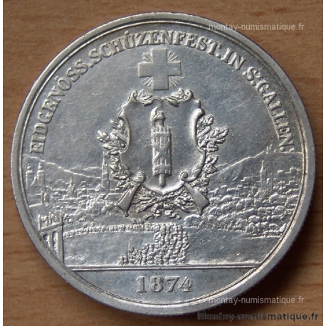 SUISSE 5 Francs Saint-Gallen 1874