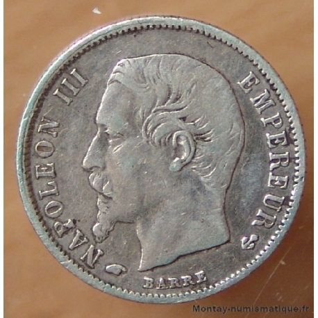 50 Centimes 1859 A - Napoléon III tête nue .