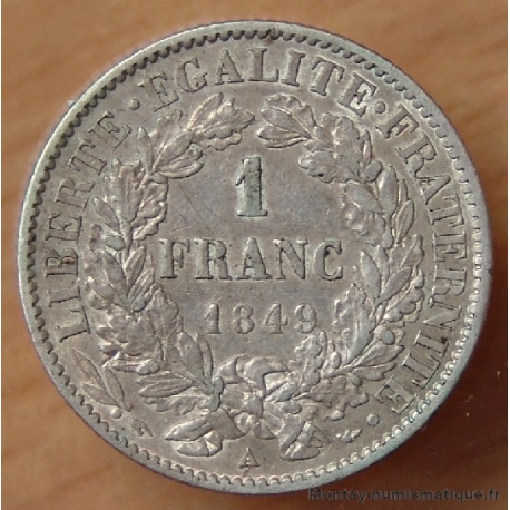 1 Franc Cérès 1849 A Paris