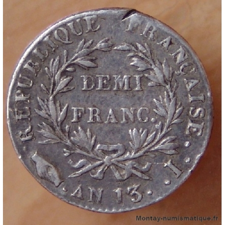 Demi Franc AN 13 I Limoges.  Napoléon Empereur
