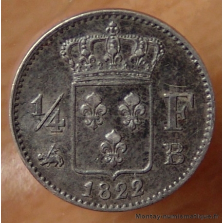 1/4 de Franc Louis XVIII 1822 B Rouen