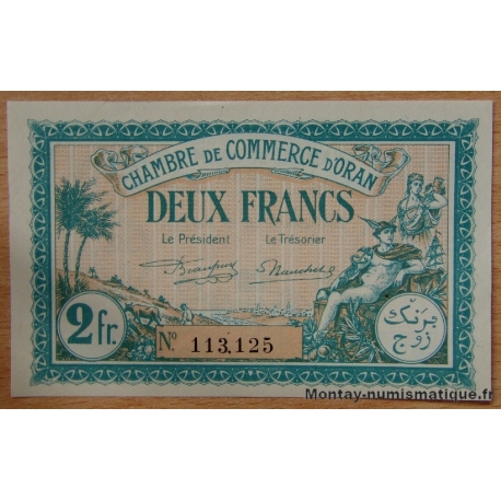 Algérie - Oran 2 Francs 1921  Chambre de Commerce d'Oran