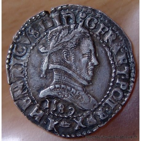 Henri III Demi Franc Col plat 1589 K Bordeaux 