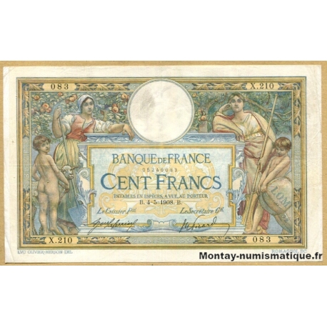 100 Francs L.O Merson 1908 avec LOM 