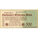 Allemagne - 500 Milliard de Mark 26 octobre 1923 Reichsbanknote  