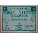 Colmar - Bon de caisse de 5 Francs 17 juin 1940