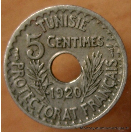 Tunisie 5 Centimes 1920 frappe médaille, petit module.
